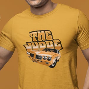 Classic car shirt featuring orange 70 Pontiac GTO Judge - Unisex T-shirt - 1970 muscle car