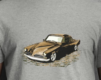 Maglietta auto d'epoca raffigurante una Studebaker Commander / Champion Gold 53, Stude 1953