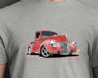 Classic Truck Shirt featuring rusty red 40 Ford truck - Vintage 1940 Ford rat rod pickup