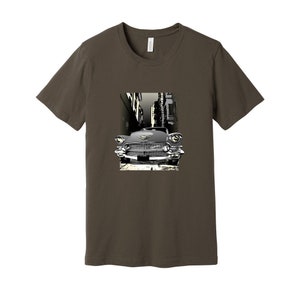 56 Cadillac Unisex Jersey Tee, 1956 Caddy on city street