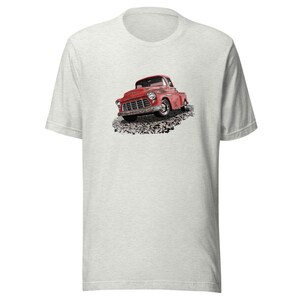 Classic truck shirt featuring rusty red 55 Chevy truck - Unisex T-shirt with rusted classic pickup