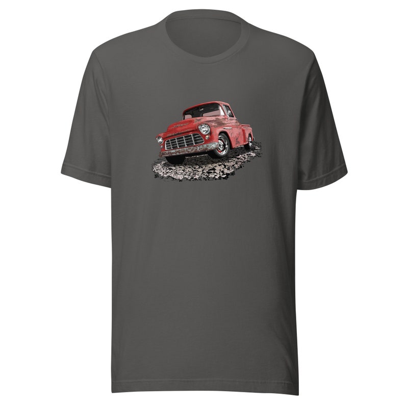 Classic truck shirt featuring rusty red 55 Chevy truck - Unisex T-shirt with rusted classic pickup