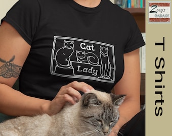 Camiseta Cat - Cat Lady - Versión de camisa oscura de la camiseta Unisex Jersey con gatos