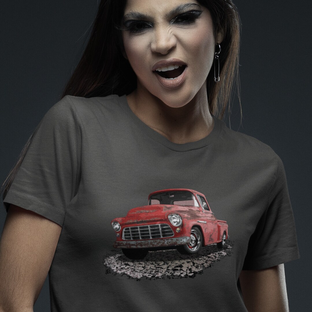 Classic Truck Shirt Featuring Rusty Red 55 Chevy Truck Unisex T shirt classic-truck-shirt-featuring-rusty-red-55-chevy-truck-unisex-t-shirt