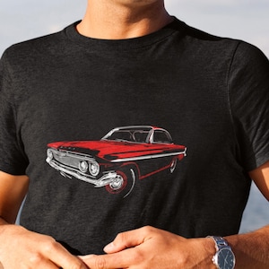 Red 1961 Chevy Impala Men&#39;s Tee: Classic Car Design