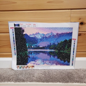 Completed Mountains and Lake 5D Diamond Art