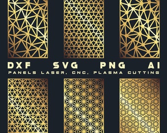 Triangles panel bundle, Room divider with geometry pattern, privacy screen for glowforge, laser plasma cut, CNC files dxf, dwg, svg, ai