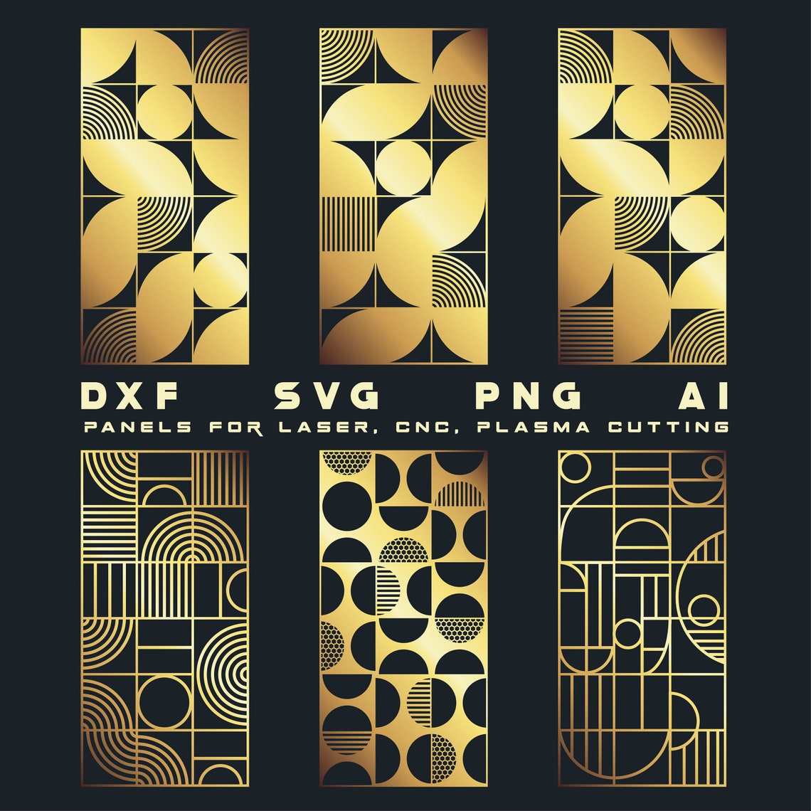 Geometric Wall Panel Vector Bauhaus Room Divider Bundle | Semi Circle Geometric Wall Panel Set ...