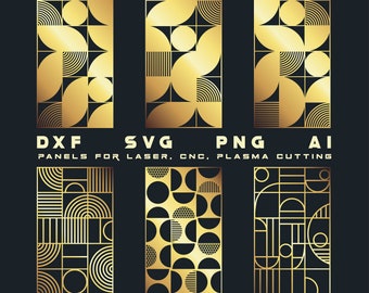 Bauhaus Room Divider Bundle | Semi Circle Geometric Wall Panel Set | Privacy Fence For Glowforge, Laser Plasma Cut, CNC files dxf, svg