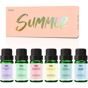 Summer Fragrance Oil Set| MitFlor Premium Scented Oils for Diffuser| Soap and Candle Making Oils| Premium Grade, 10ml*6