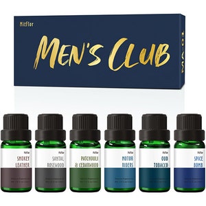 Fragrance Oil Set| MitFlor Men's Club Set of Scented Oils for Diffuser| Soap and Candle Making Scents| Premium Grade, 10ml*6