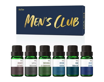 Fragrance Oil Set| MitFlor Men's Club Set of Scented Oils for Diffuser| Soap and Candle Making Scents| Premium Grade, 10ml*6
