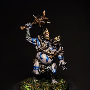 Painted miniature - Ettin Ogre for Dungeons and Dragons and other fantasy and roleplaying games
