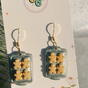 Gingerbread, Gingerbread Earrings, Baked Gingerbread on Pan, Holiday Earrings, Cookie Earrings, Hypoallergenic, Christmas
