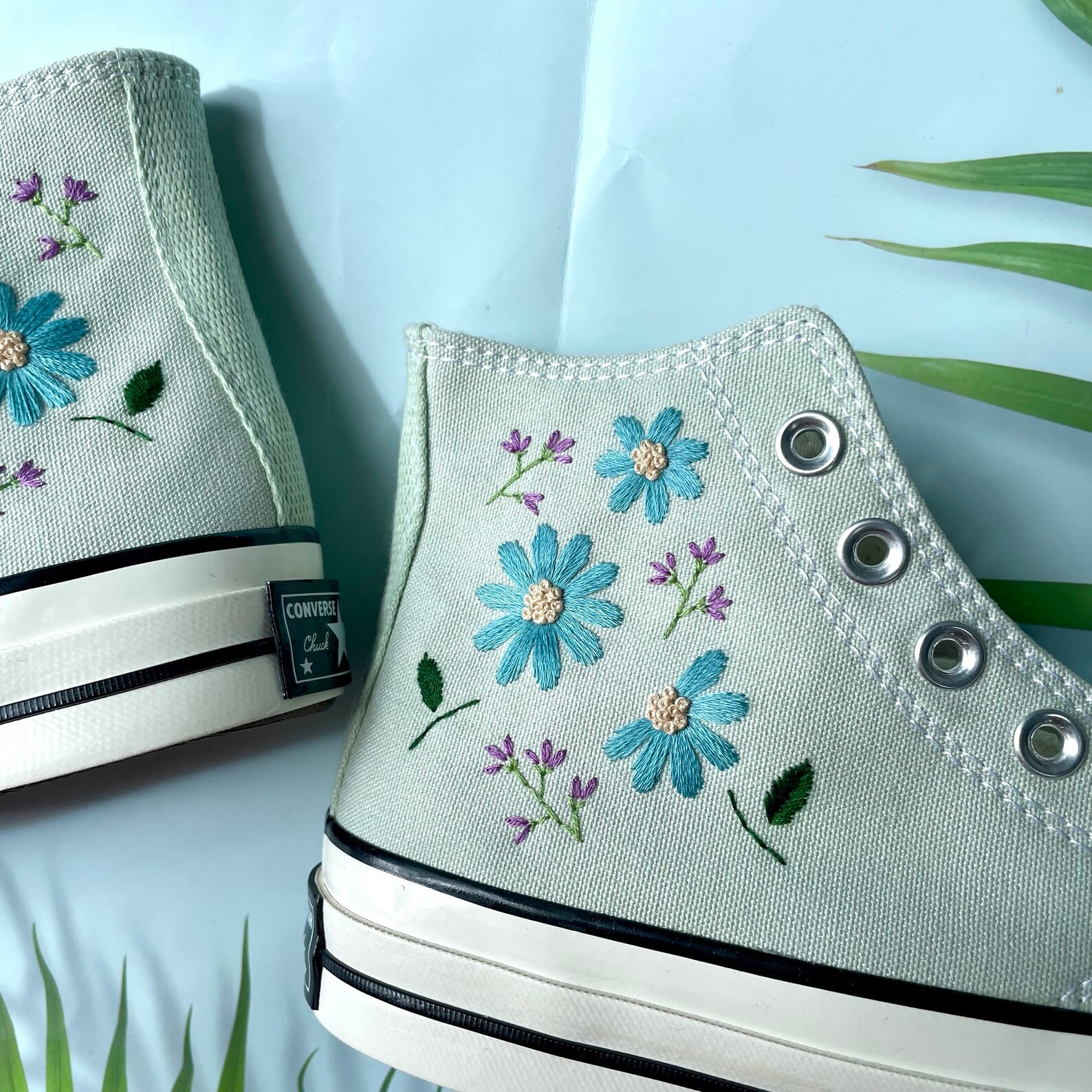 Custom Embroidered Converses Etsy