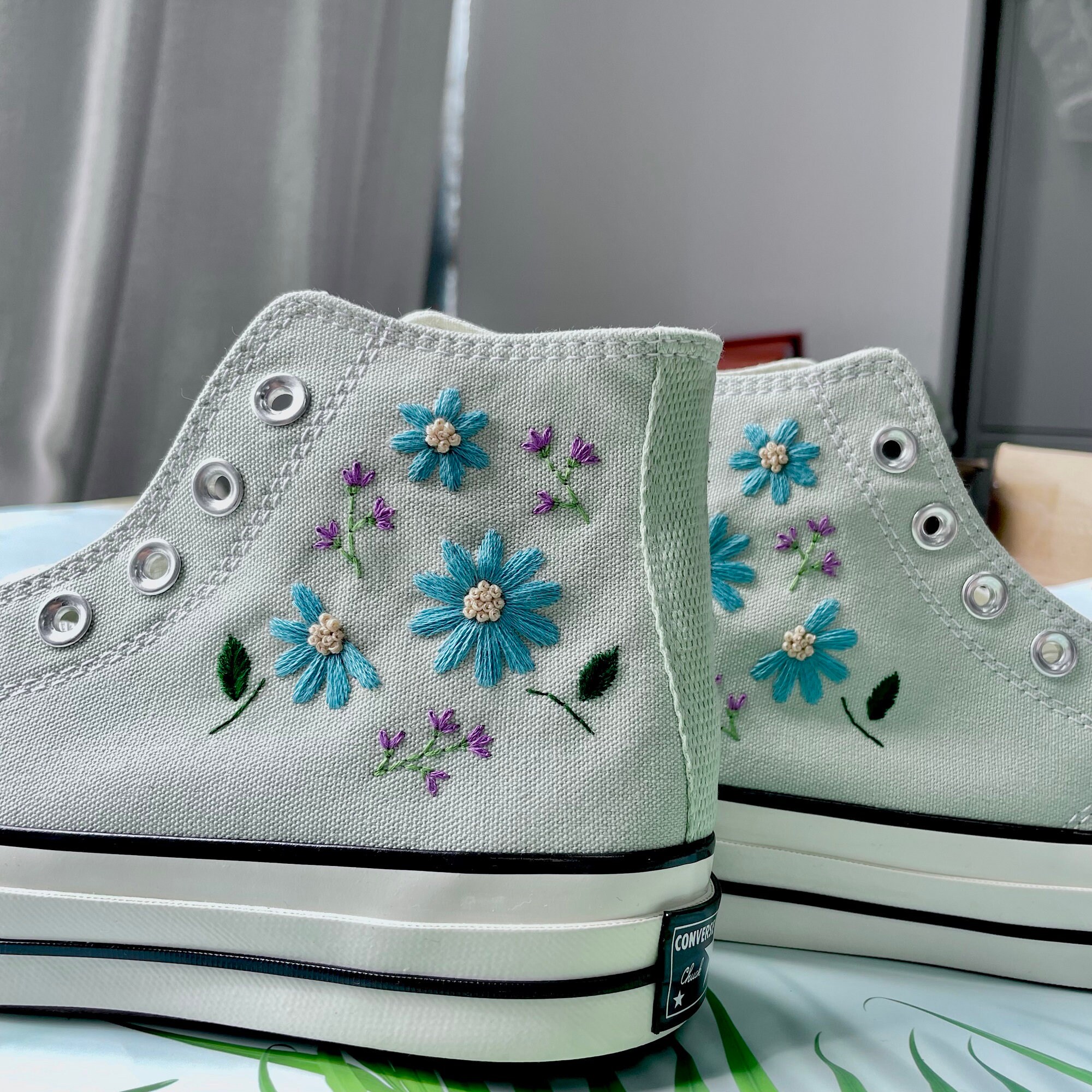 Custom Embroidered Converses Etsy