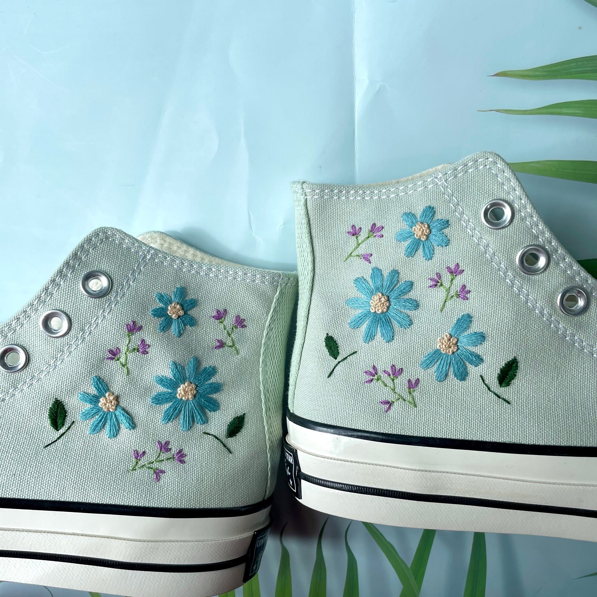Custom Embroidered Converses Etsy
