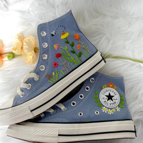 Embroidered Butterfly Converse/ Converse Custom Sun Flower Etsy