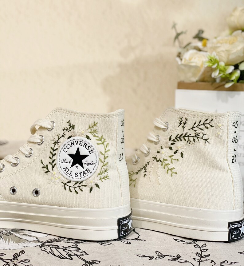 Converse Custom Floral Embroidery Converse Custom Embroidery - Etsy