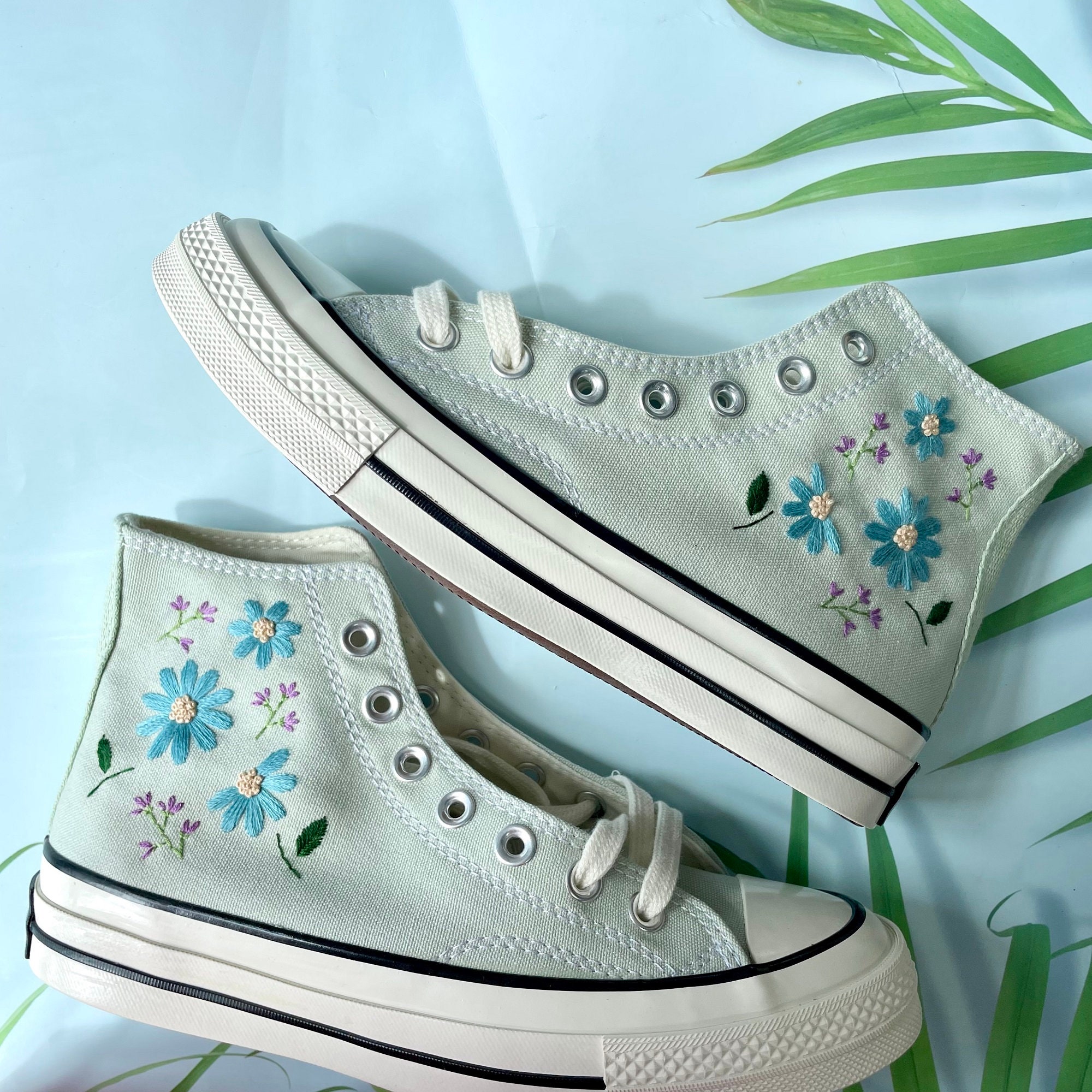 Custom Embroidered Converses Etsy
