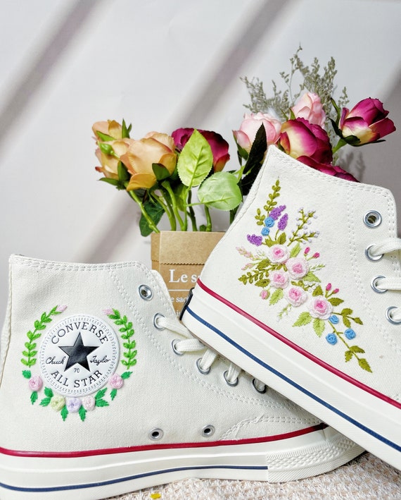 Converse Custom Flower Embroidery Converse Shoes/ in India - Etsy