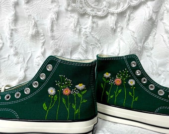 Converse Custom Floral Embroidery Converse Custom Embroidery - Etsy