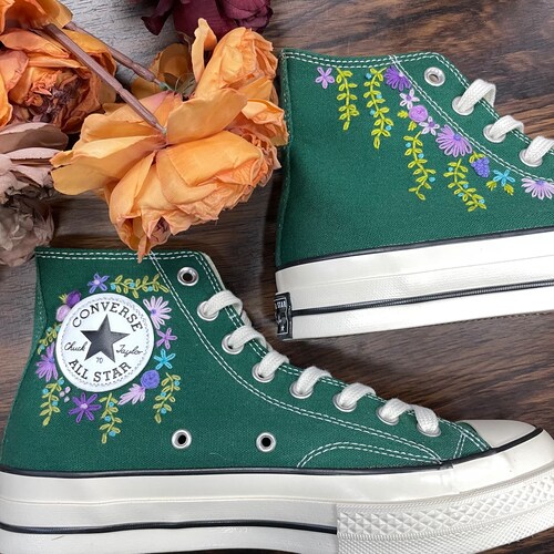 Custom Converse Chuck Taylor Embroidered Flower/embroidered Etsy