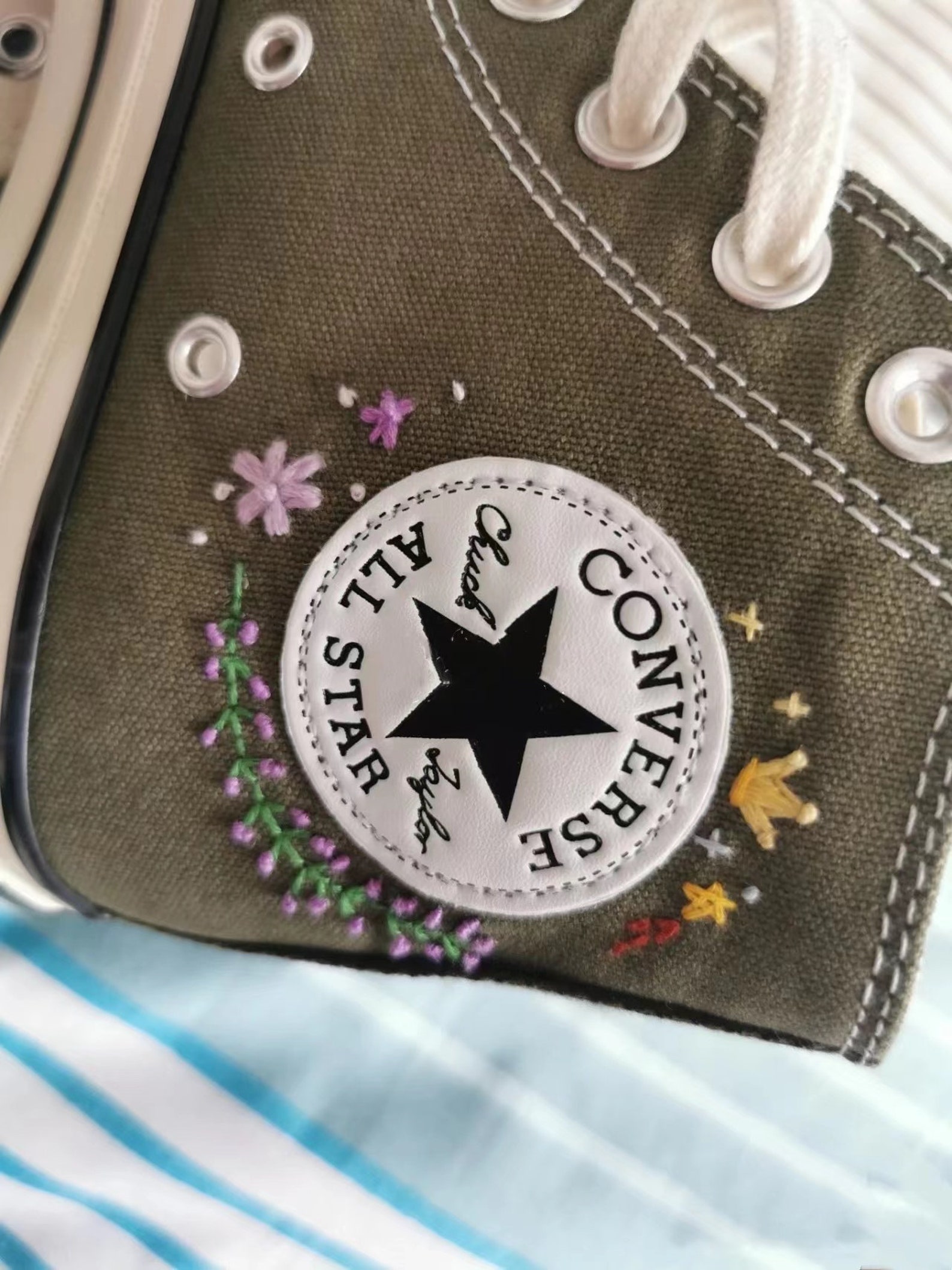 Custom Embroidered Converses Etsy