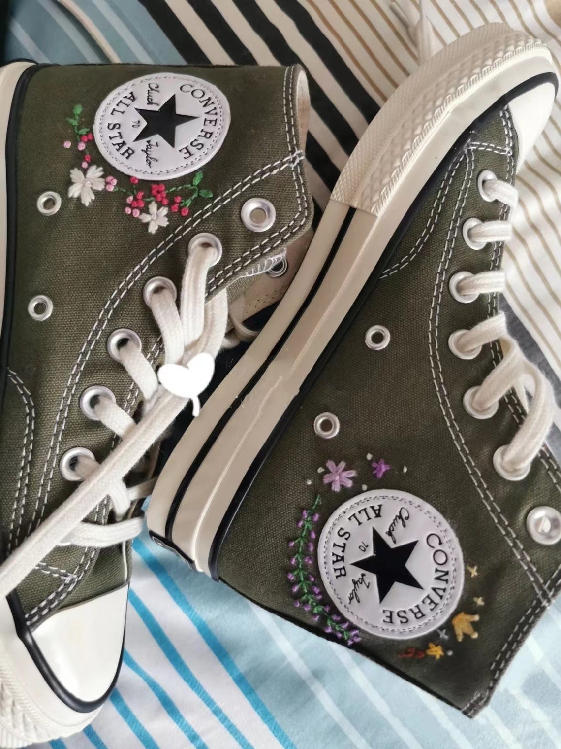 Custom Embroidered Converses Etsy