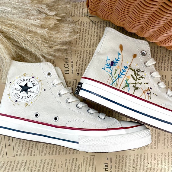 Embroidered Butterfly Converse/ Converse Custom Sun Flower - Etsy