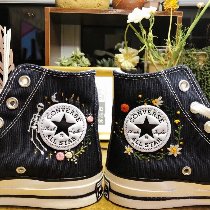 Embroidered Butterfly Converse/ Converse Custom Sun Flower Etsy