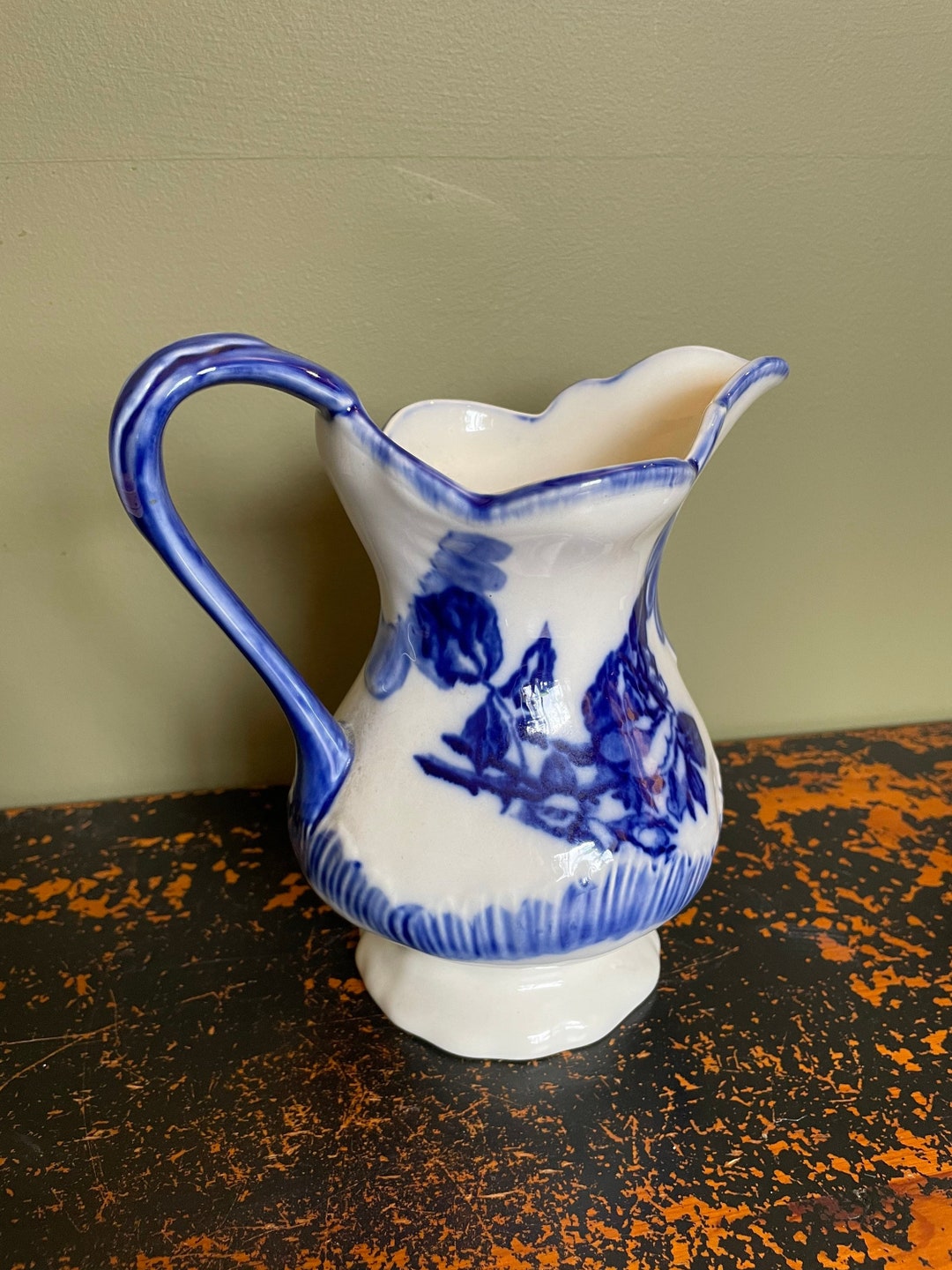 Blakeney Ironstone Staffordshire Pottery Jug / Flow Blue Etsy