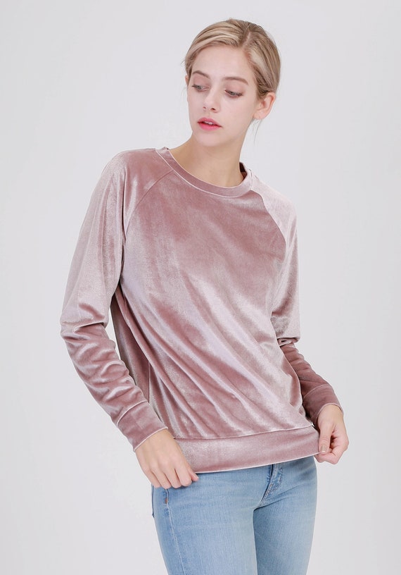 Pink Velvet Raglan Long Sleeve Top 