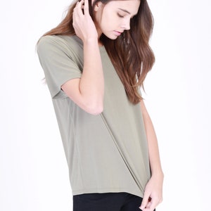 Olive Modal Round Neck Short Sleeve Top
