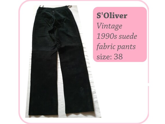 S.oliver 1990s Women's Black Suede Vintage Straight Jeans - Etsy