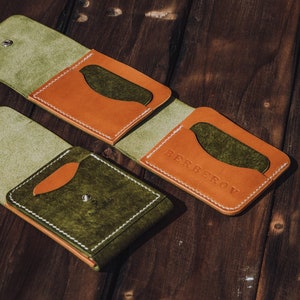 Leather Trifold Wallet, Men's Front pocket Wallet, Handmade, Personalized Cardholder image 1