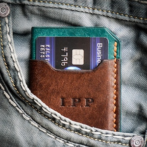 Porta carte in pelle, porta carte da uomo personalizzato, porta biglietti da visita, mini portafoglio personalizzato