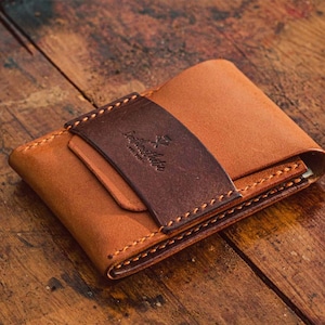 Personalized Leather Cardholder, Slim wallet, Credit card holder, Thin Men's Wallet image 1