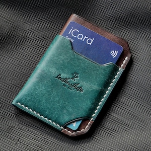 Porta carte in pelle, porta carte da uomo personalizzato, porta biglietti da visita, mini portafoglio personalizzato