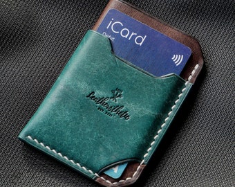 Tarjetero de cuero, tarjetero personalizado para hombre, tarjetero de visita, minicartera personalizada