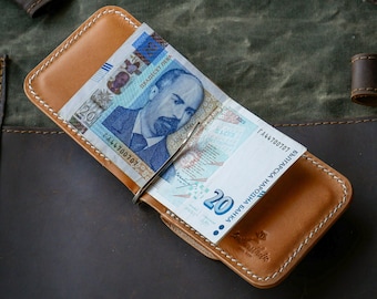 Leather Money clip wallet, Personalized Men's wallet, Slim cardholder, Ideal Gift for Him, Dad and Groomsman