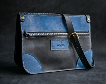 Leather crossbody bag, Leather purse for men, Men's briefcase, Premium messenger bag, Italian full grain leather, Gift for Him