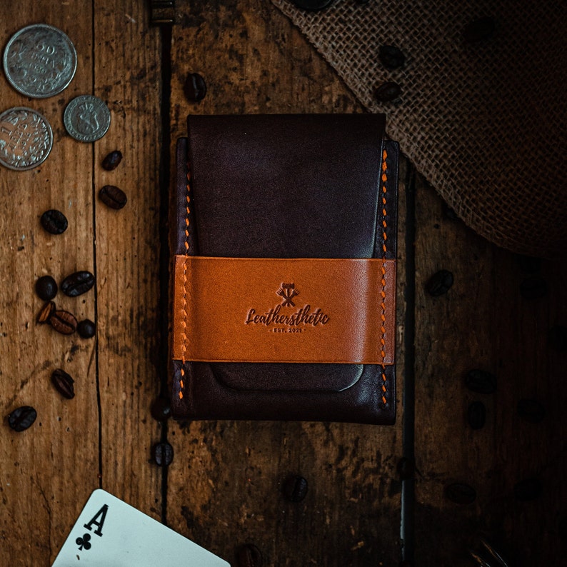 Personalized Leather Cardholder, Slim wallet, Credit card holder, Thin Men's Wallet image 5
