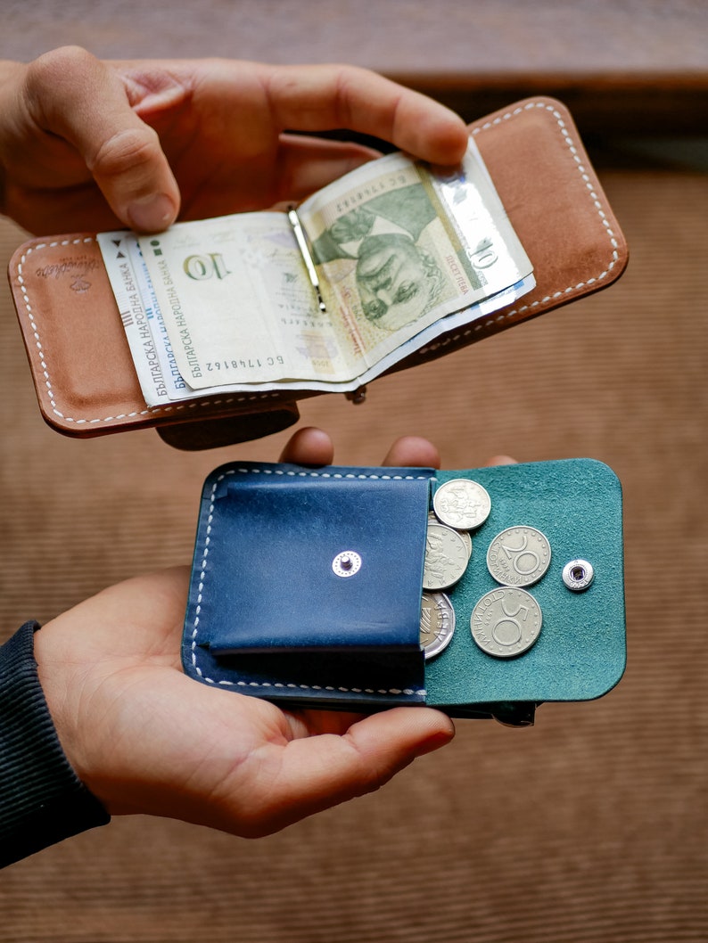 Custom Leather Money Clip wallet, Men's Bifold Wallet, Slim Money clip, Handmade & Minimalist, Thin Cardholder, Gift for Him image 6