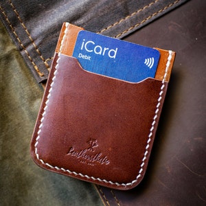 Tarjetero de piel fina, billetera con bolsillo delantero, tarjetero personalizado, billetera de diseño fino, regalo para el tercer aniversario
