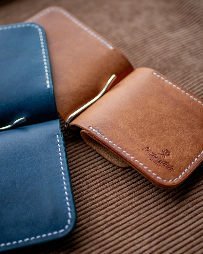 Custom Leather Money Clip wallet, Men's Bifold Wallet, Slim Money clip, Handmade & Minimalist, Thin Cardholder, Gift for Him image 8