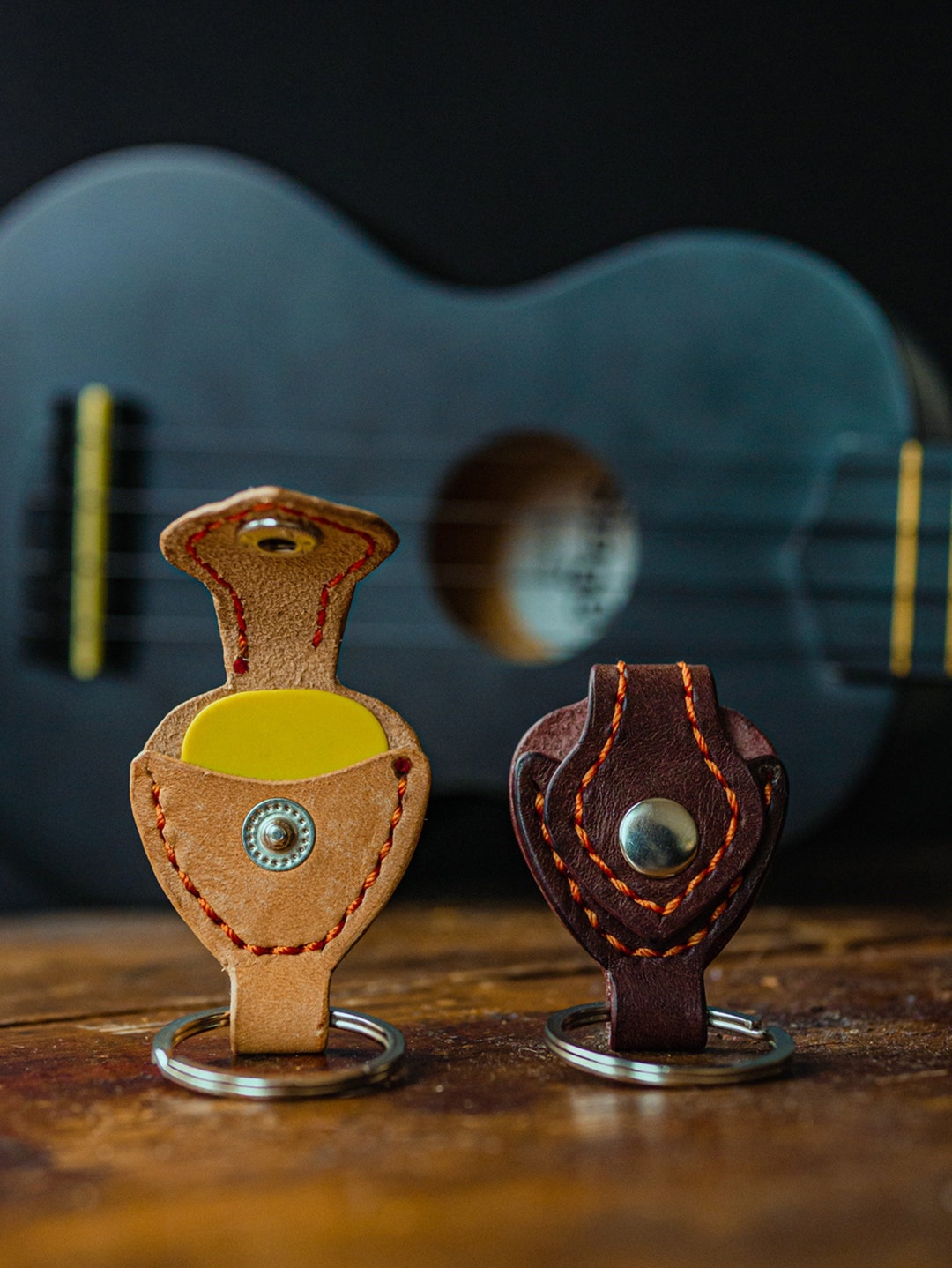 Personalized Leather Guitar Pick Holder Keychain Gift for Etsy