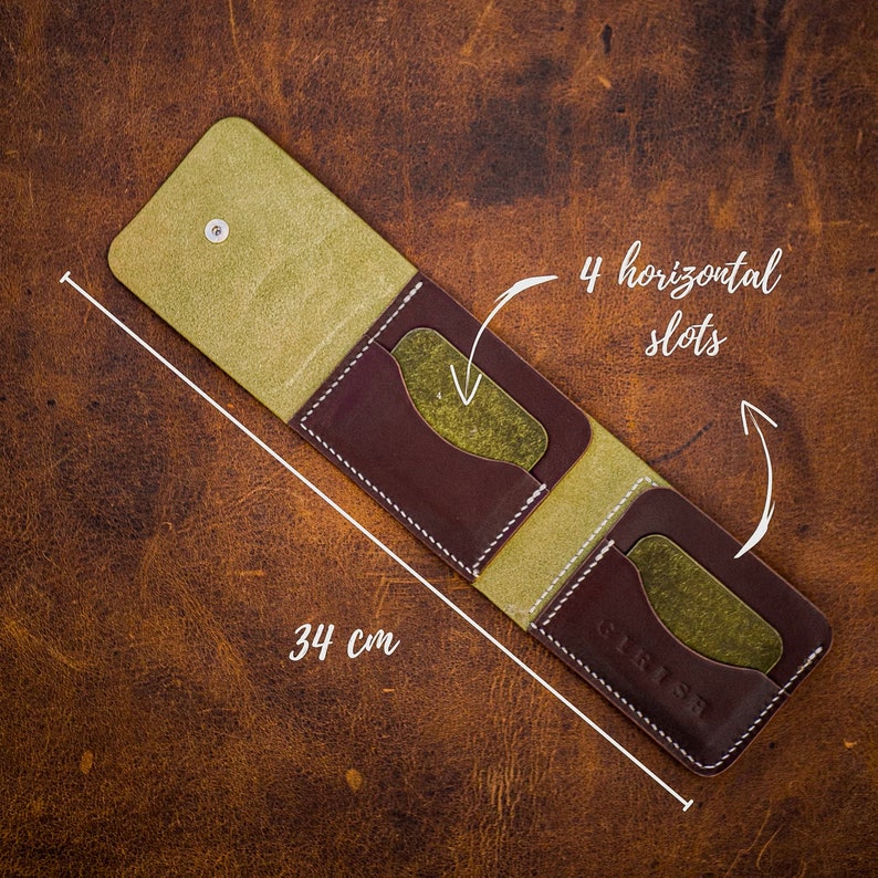 Leather Trifold Wallet, Men's Front pocket Wallet, Handmade, Personalized Cardholder image 9