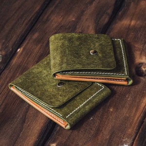 Leather Trifold Wallet, Men's Front pocket Wallet, Handmade, Personalized Cardholder image 3