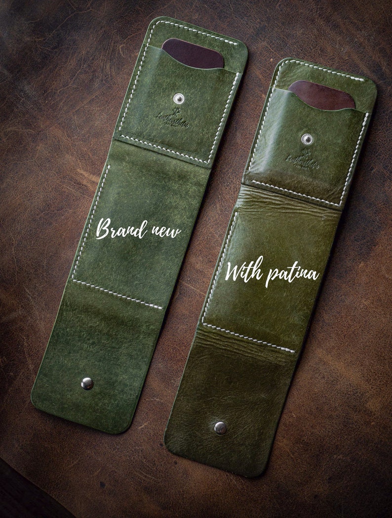 Leather Trifold Wallet, Men's Front pocket Wallet, Handmade, Personalized Cardholder image 5